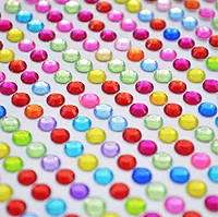 3D Crystal Stone Round Shape Multicolour Stickers 6 mm – Art & Craft and DIY Activities Small - Pack of 3