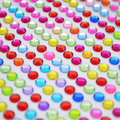 3D Crystal Stone Round Shape Multicolour Stickers 6 mm – Art & Craft and DIY Activities Small - Pack of 3