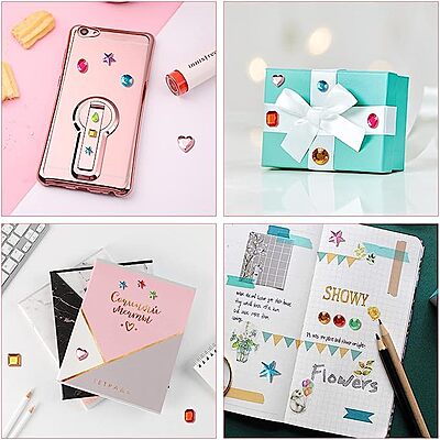 3D Crystal Stone Round Shape Multicolour Stickers 6 mm – Art & Craft and DIY Activities Small - Pack of 3