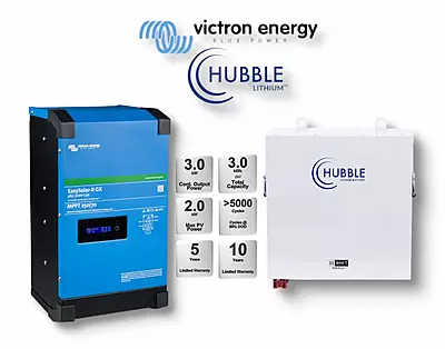 3.0 kW VICTRON EasySolar - HUBBLE Lithium Combo, c/w 2.7 kWh,  24V Lithium Battery 3.0 kW VICTRON EasySolar - HUBBLE Lithium Combo, c/w 2.7 kWh,  24V Lithium Battery
