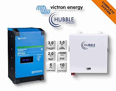 3.0 kW VICTRON EasySolar - HUBBLE Lithium Combo, c/w 2.7 kWh, 24V Lithium Battery 3.0 kW VICTRON EasySolar - HUBBLE Lithium Combo, c/w 2.7 kWh, 24V Lithium Battery