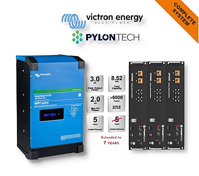 3.0 kW VICTRON EasySolar - PYLONTECH Combo, c/w 3x 2.84 kWh, 24V Lithium Batteries