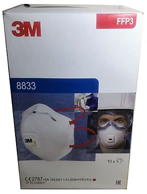 3M 8833 - Disposable Respirator 8833 - FFP3 - Valved - Each