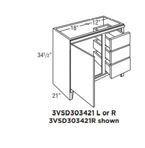 Omni Sink Double Door 3 Drawer Base 30 - Rosemary-Right
