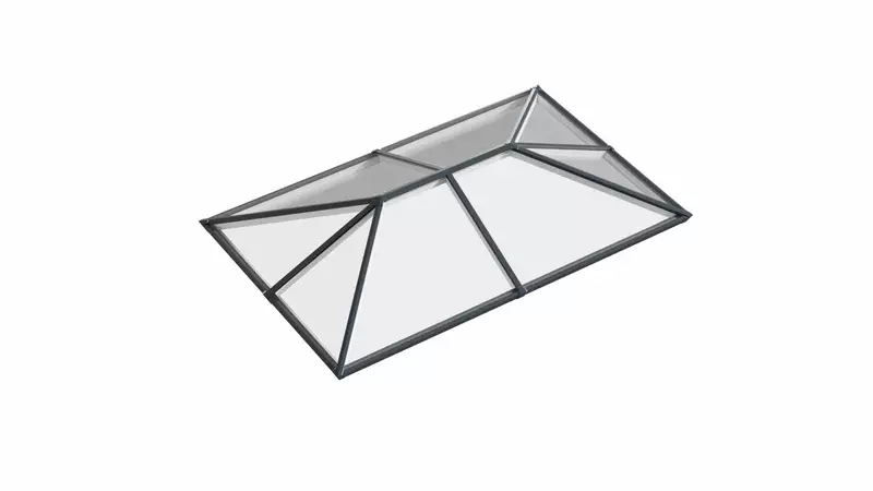 Ridged Aluminium Lantern Roof 2.9m x 3.8m (8 Pane 3WAY)