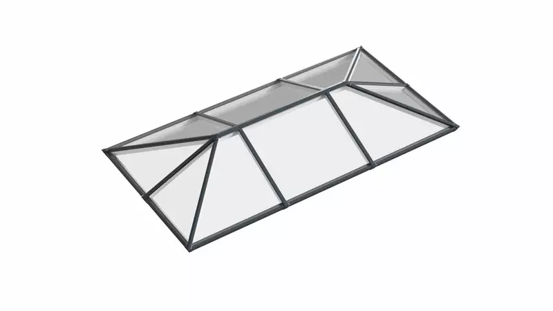 Ridged Aluminium Lantern Roof 2.5m x 5.1m (10 Pane 3WAY)