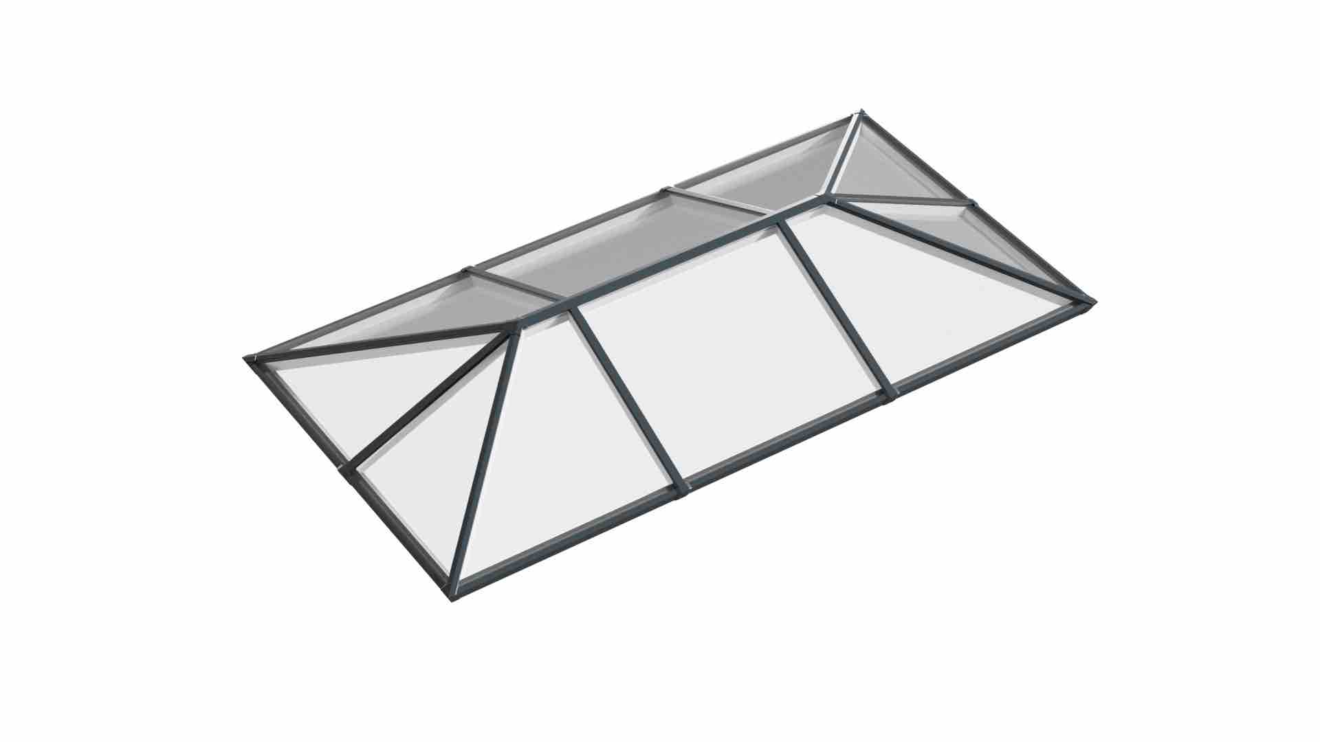 Ridged Aluminium Lantern Roof 1.4m x 2.9m (10 Pane 3WAY)