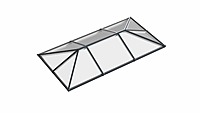 Ridged Aluminium Lantern Roof 2.7m x 4.9m (10 Pane 3WAY)