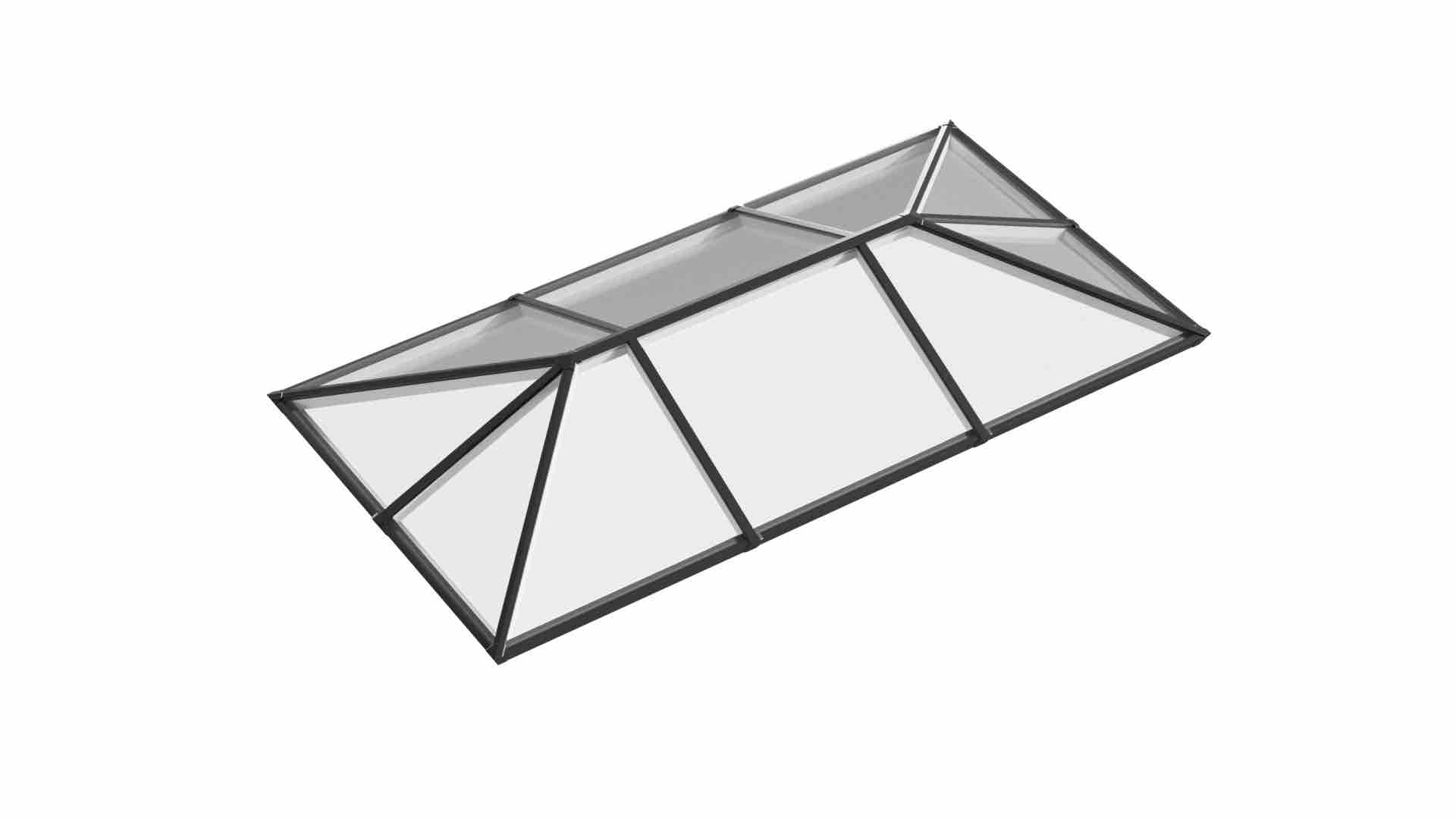 Ridged Aluminium Lantern Roof 1.7m x 5.1m (10 Pane 3WAY)