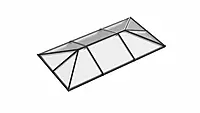 Ridged Aluminium Lantern Roof 1.6m x 5.6m (10 Pane 3WAY)