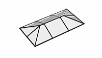 Ridged Aluminium Lantern Roof 2.1m x 6m (10 Pane 3WAY)