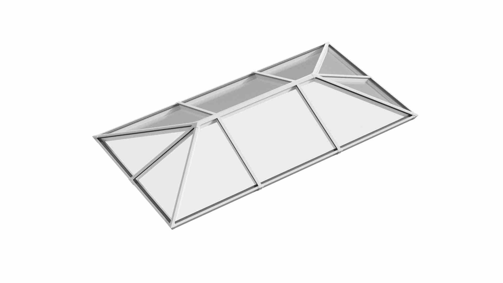 Ridged Aluminium Lantern Roof 2.3m x 5.5m (10 Pane 3WAY)
