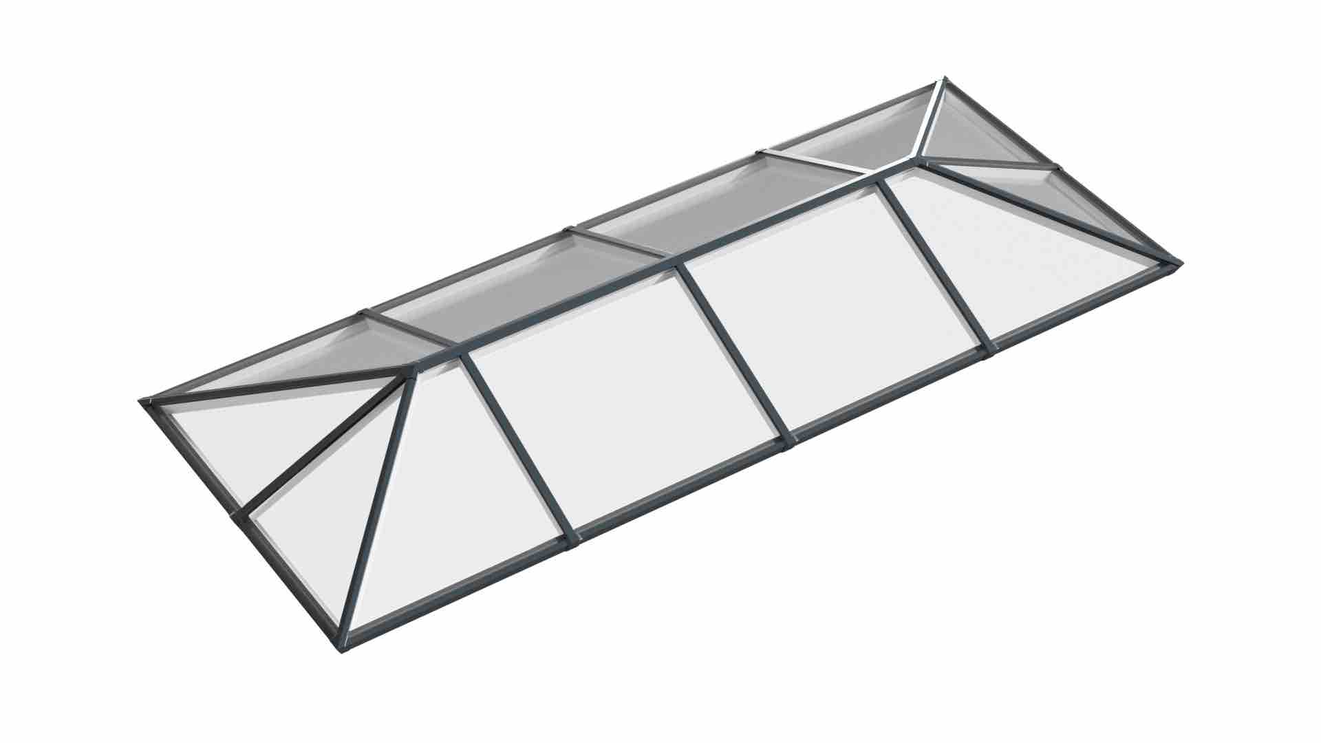 Ridged Aluminium Lantern Roof 1.9m x 6m (12 Pane 3WAY)