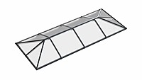 Ridged Aluminium Lantern Roof 2.8m x 6m (12 Pane 3WAY)