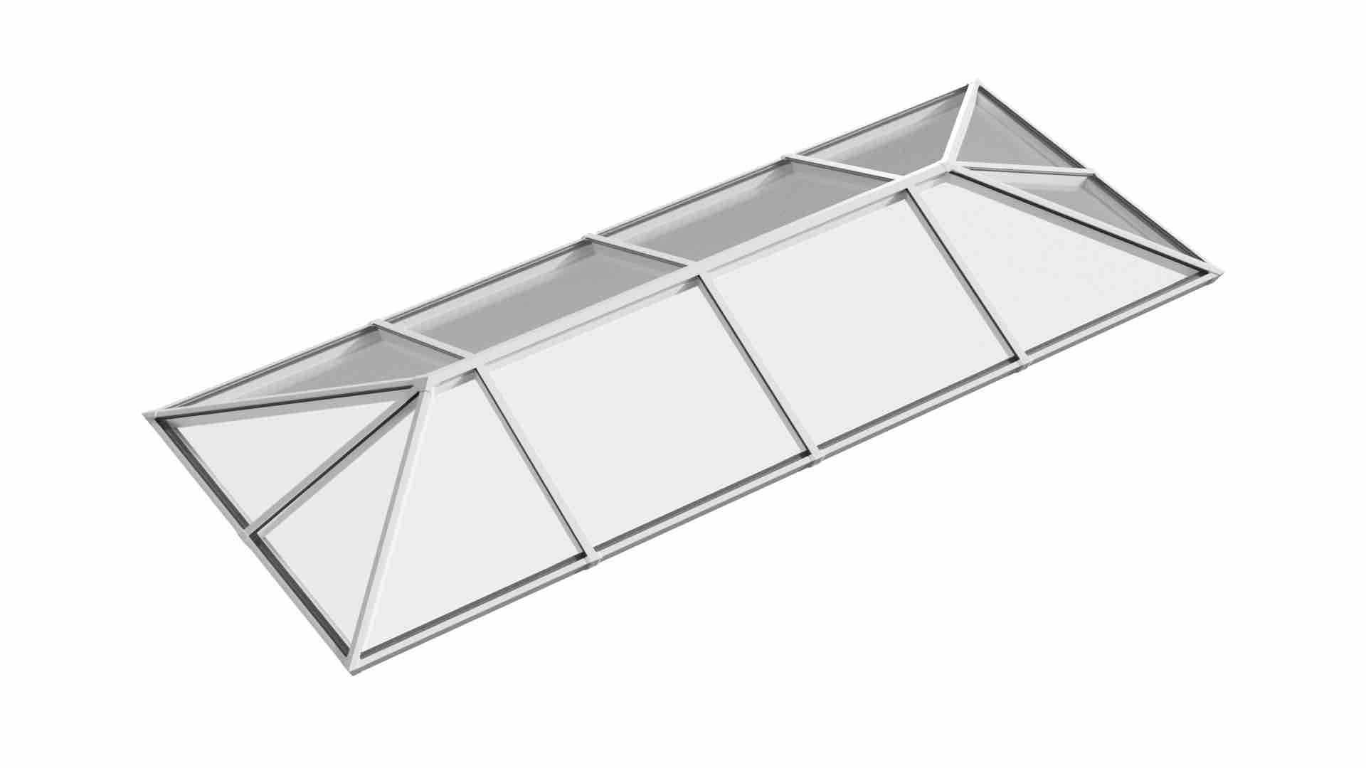 Ridged Aluminium Lantern Roof 1.4m x 3.4m (12 Pane 3WAY)