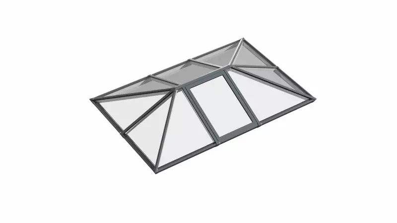 Single Vented Aluminium Lantern Roof 1.2m x 2.8m (10 Pane 3WAY)