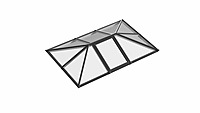 Single Vented Aluminium Lantern Roof 2.3m x 3.6m (10 Pane 3WAY)
