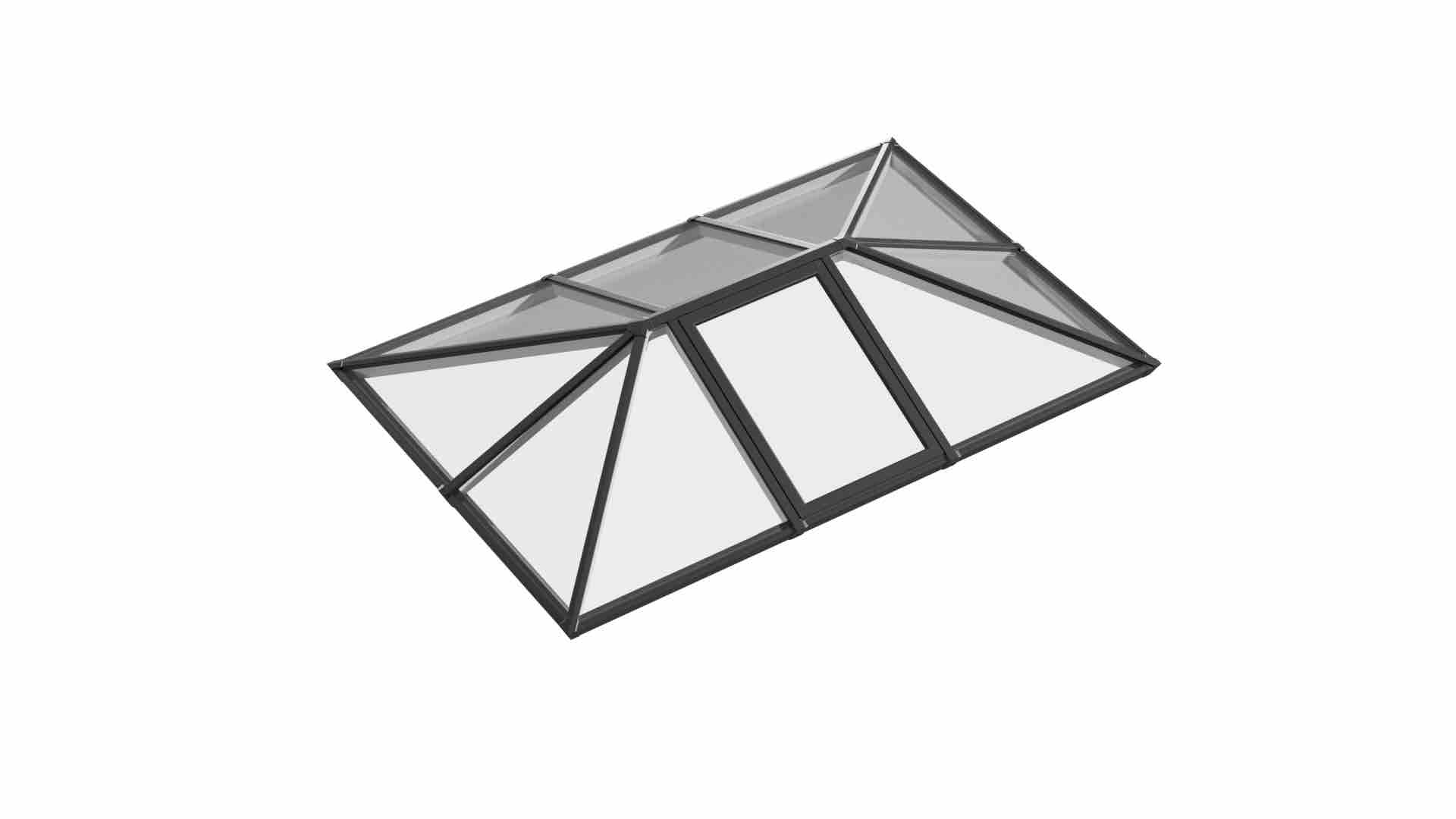 Single Vented Aluminium Lantern Roof 1.2m x 2.8m (10 Pane 3WAY)