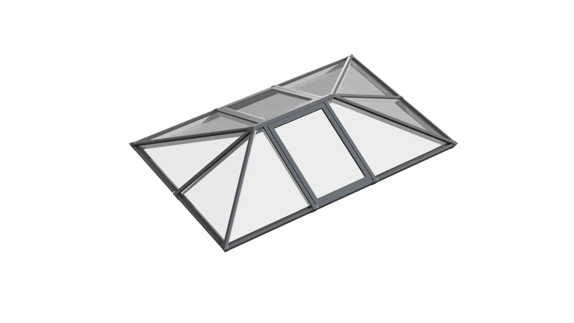 Double Vented Aluminium Lantern Roof 1.9m x 4.2m (10 Pane 3WAY)