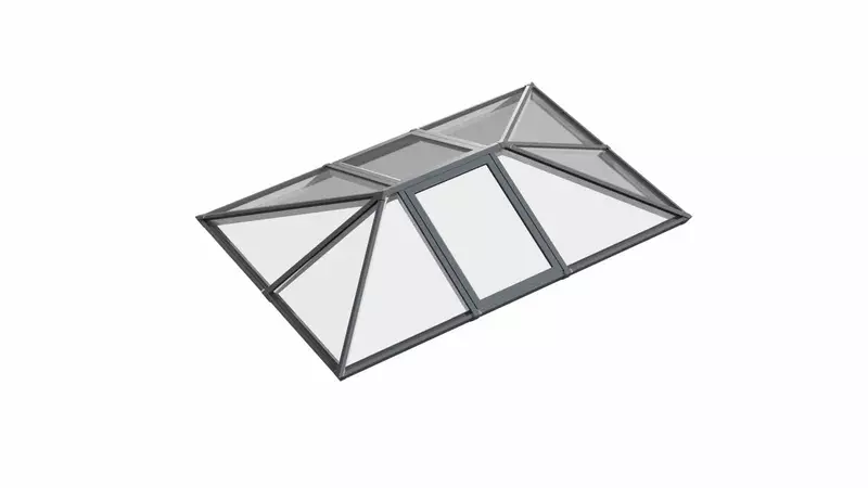 Double Vented Aluminium Lantern Roof 1.1m x 2.1m (10 Pane 3WAY)
