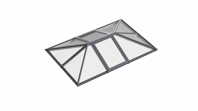 Double Vented Aluminium Lantern Roof 1m x 3.8m (10 Pane 3WAY)