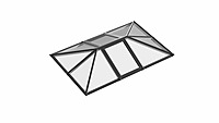 Double Vented Aluminium Lantern Roof 1.4m x 3.5m (10 Pane 3WAY)