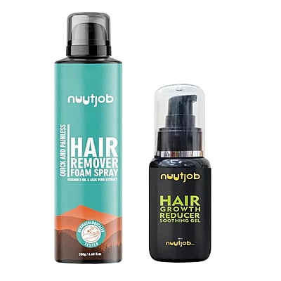 Nuutjob - Hair Removal Combo Pack - Hair Remover Foam Spray + Hair Growth Reducer Gel | Effectively Reduces Hair Regrowth