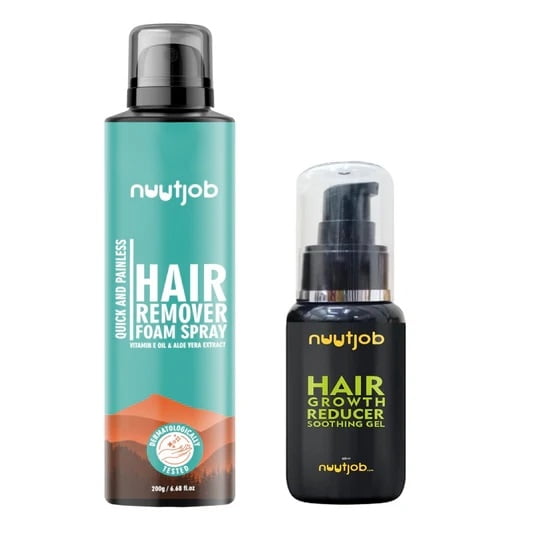 Nuutjob - Hair Removal Combo Pack - Hair Remover Foam Spray + Hair Growth Reducer Gel | Effectively Reduces Hair Regrowth