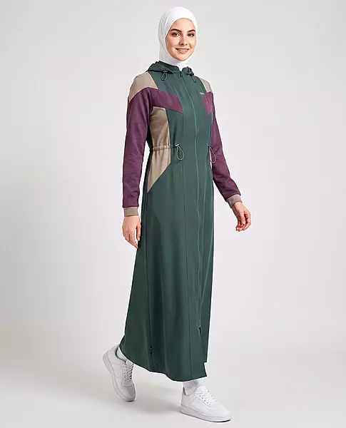 OLIVE TRAIL DETACHABLE HOOD JILBAB