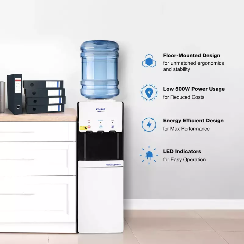 A close-up of the ISI Mark logo on the Voltas Water Dispenser, signifying its safety and quality.