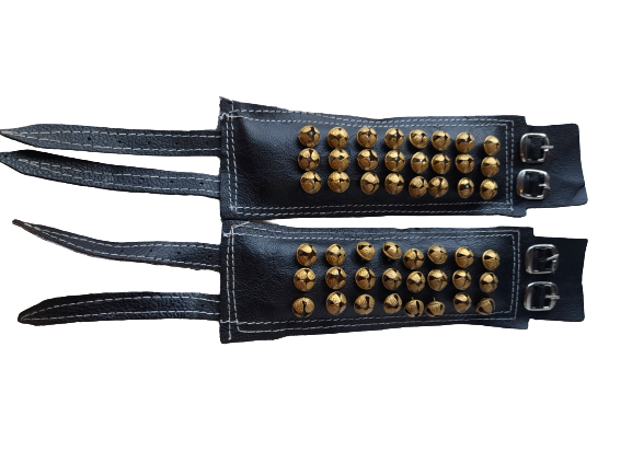 Premium Leather 3-Line Ghungroo Salangai – Classical Dance Brass Bell Anklets