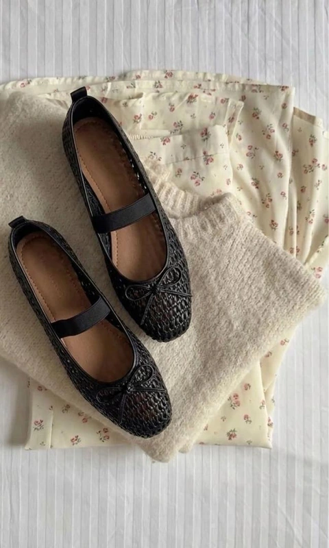 Ballerines Tressées à Bride Élastique