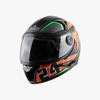 STEELBIRD SBH-17 ROBOT 24 MAT BLACK+ORANGE C/V (L)