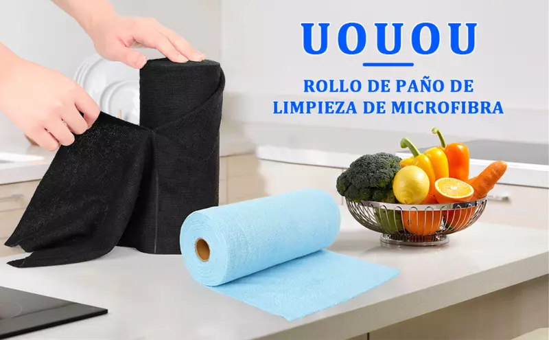 Rollo de paño de limpieza de microfibra, paquete de 50, paños