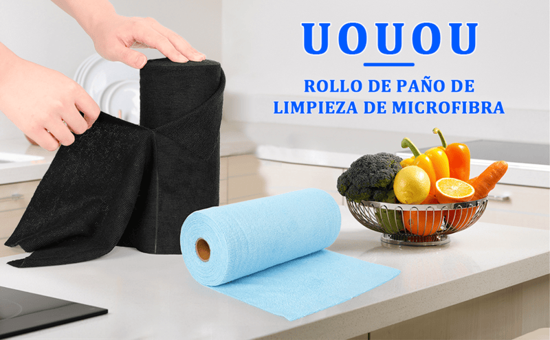 Rollo de paño de limpieza de microfibra, paquete de 50, paños
