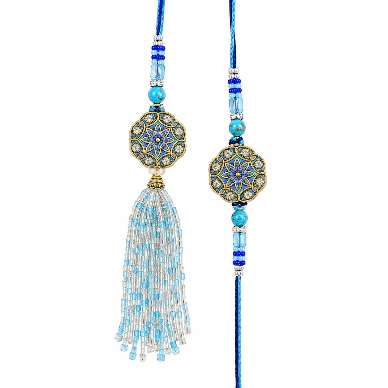 Designer Bhaiya Bhabhi Rakhi Set with Lumba Tassel | Premium Raksha Bandhan Rakhi