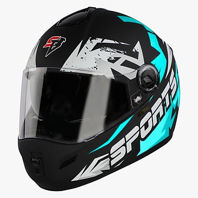 STEELBIRD SBH-34 ROX ISS R SPORTS GLOSSY BLACK/JAZZ BLUE C/V 600 MM (L)