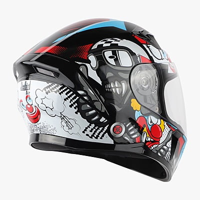 STEELBIRD SBA-21 COMIC MATT BLACK/WHITE C/V (M)