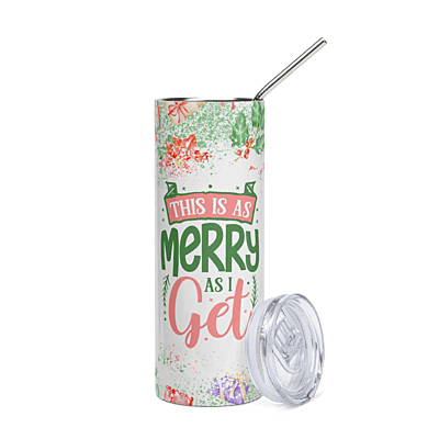 This Is As Merry As I Get Skinny Tumbler – Watercolor Holiday Christmas Drinkware