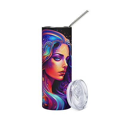 Gemini Zodiac Sign Skinny Tumbler – Vibrant Sublimated Astrology Drinkware