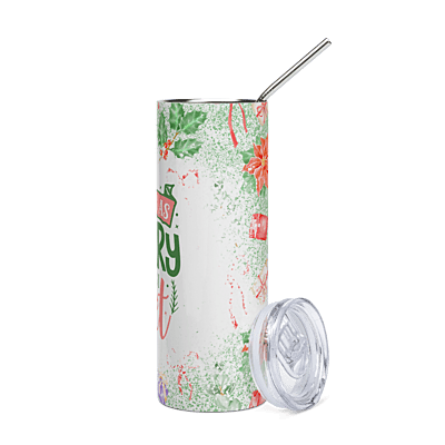 This Is As Merry As I Get Skinny Tumbler – Watercolor Holiday Christmas Drinkware