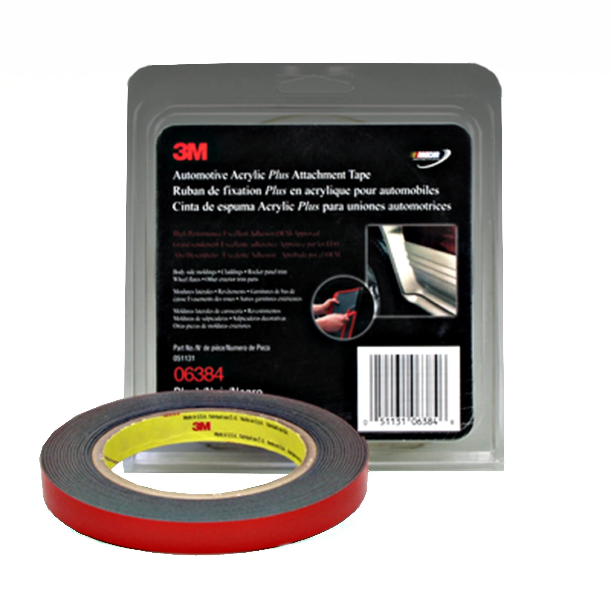 3M 06384 Automotive Acrylic Plus Attachment Tape, Black