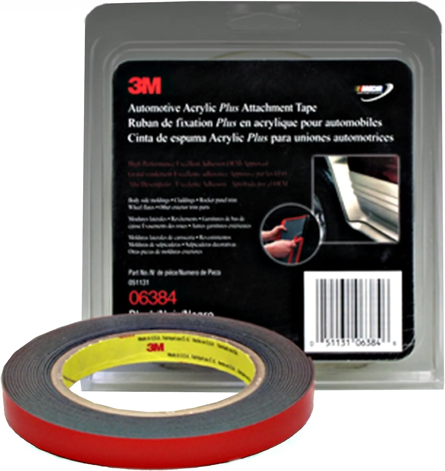 3M 06384 Automotive Acrylic Plus Attachment Tape, Black