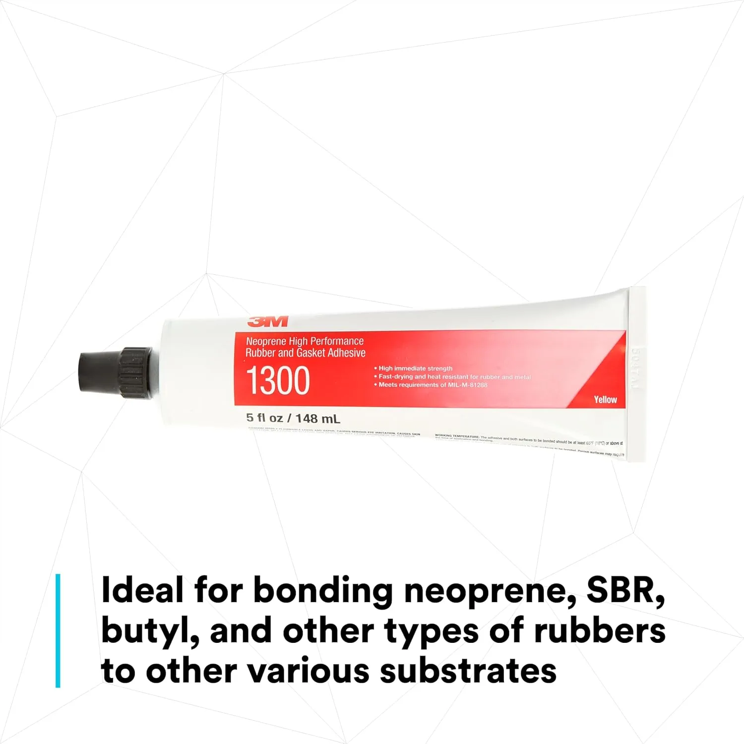 3M Neoprene High Performance Rubber and Gasket Adhesive 1300, Yellow Color, Industrial Grade, Heavy Duty, Gasket Bonding