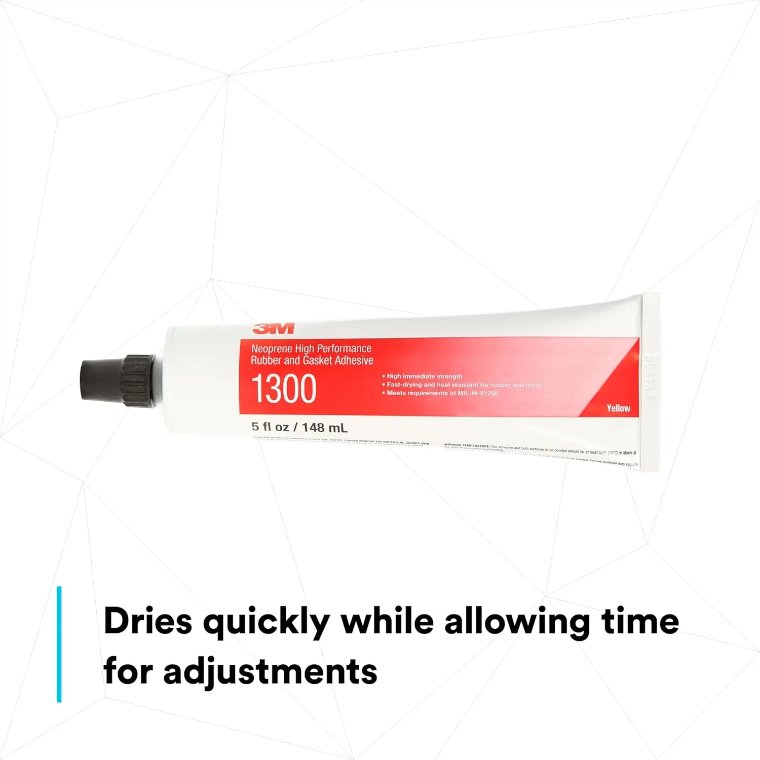 3M Neoprene High Performance Rubber and Gasket Adhesive 1300, Yellow Color, Industrial Grade, Heavy Duty, Gasket Bonding