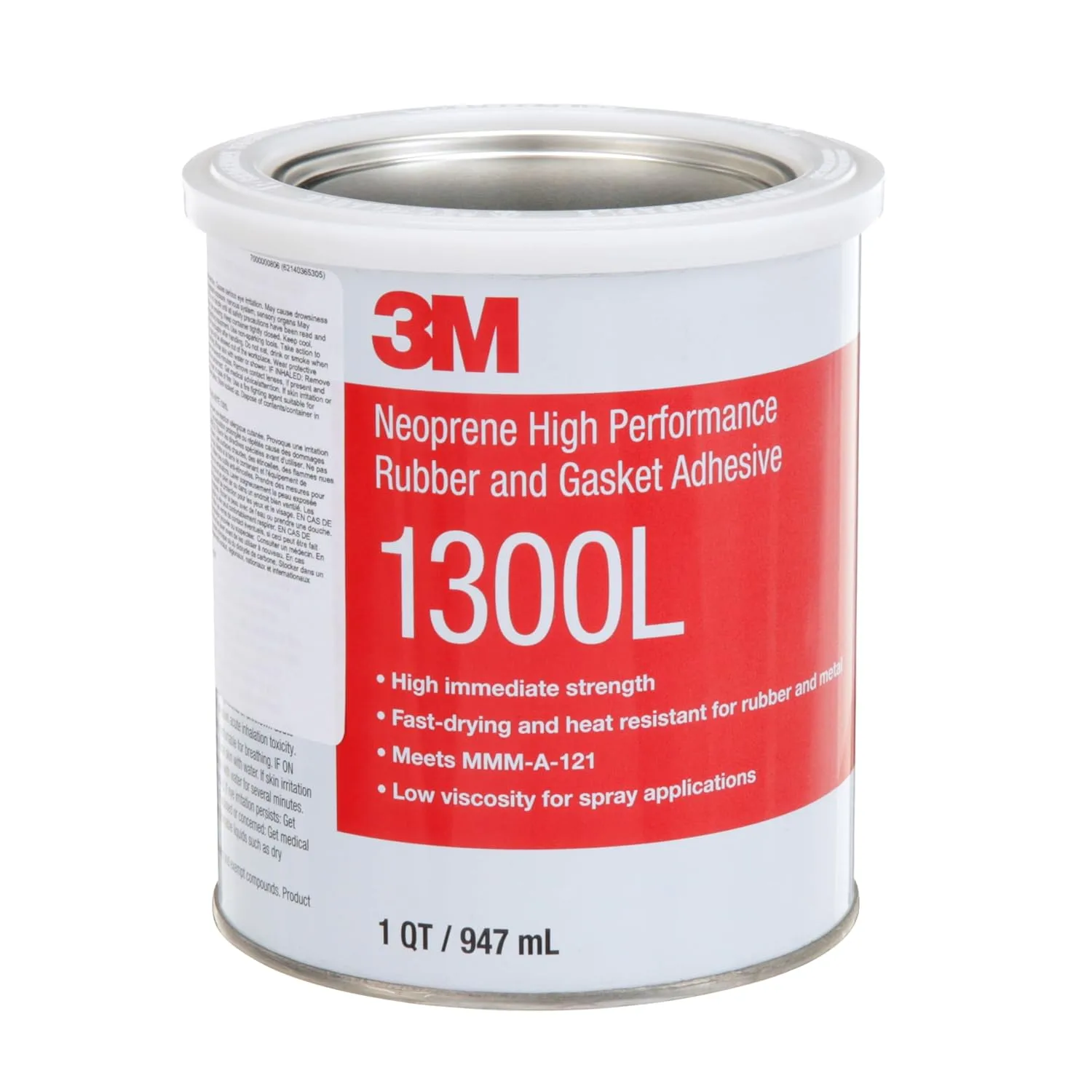 3M Neoprene High Performance Rubber and Gasket Adhesive 1300L, Yellow, 1 Quart Can - Excellent Heat and Water Resistance