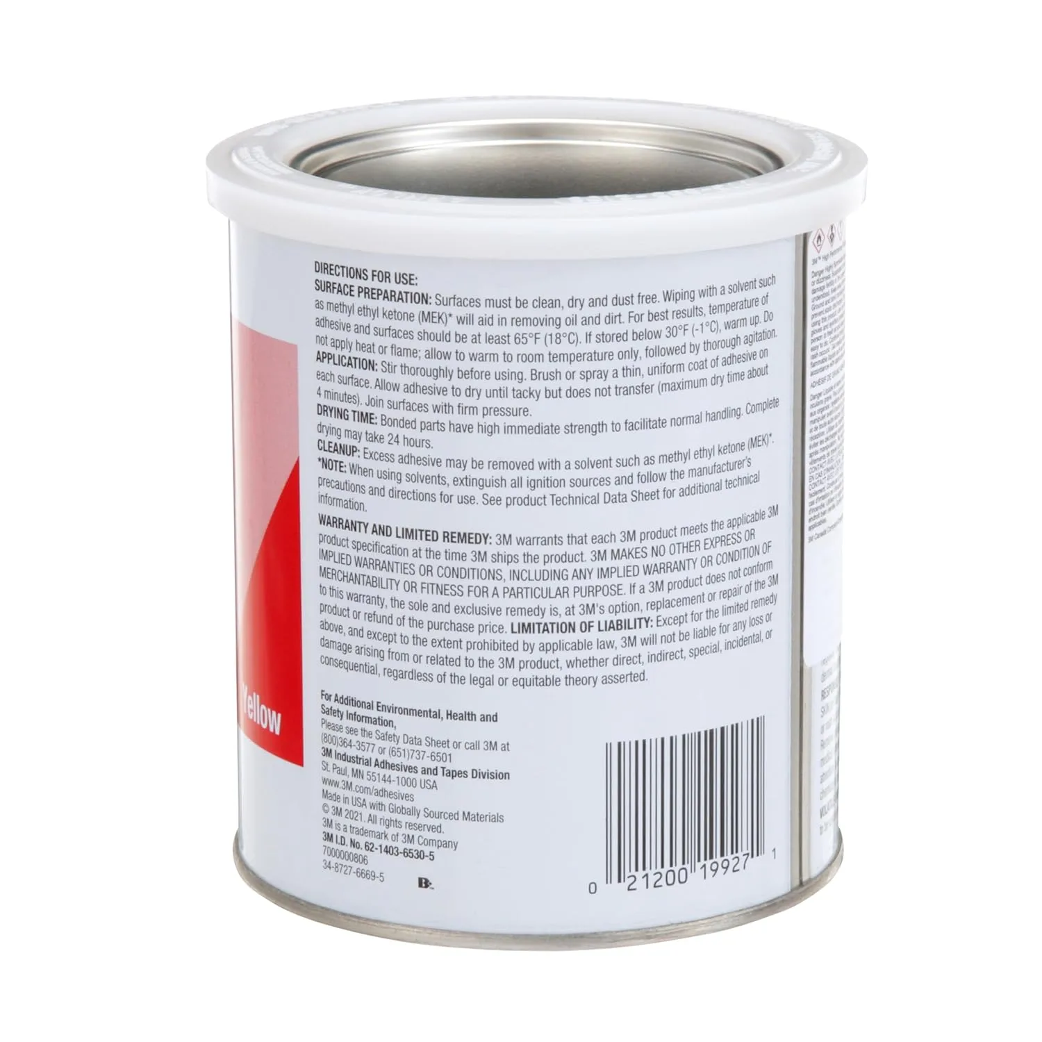 3M Neoprene High Performance Rubber and Gasket Adhesive 1300L, Yellow, 1 Quart Can - Excellent Heat and Water Resistance