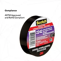 3M 2242 Linerless Electrical Rubber Insulating Tape, 3/4 in x 15 ft, Black