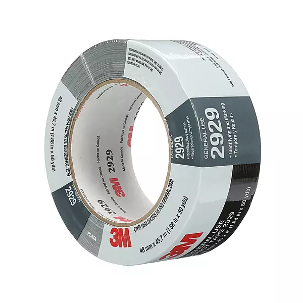 3M General Use Duct Tape 2929, Silver, 1.88 in x 50 yd, 5.5 mil, Individually Wrapped Conveniently Packaged