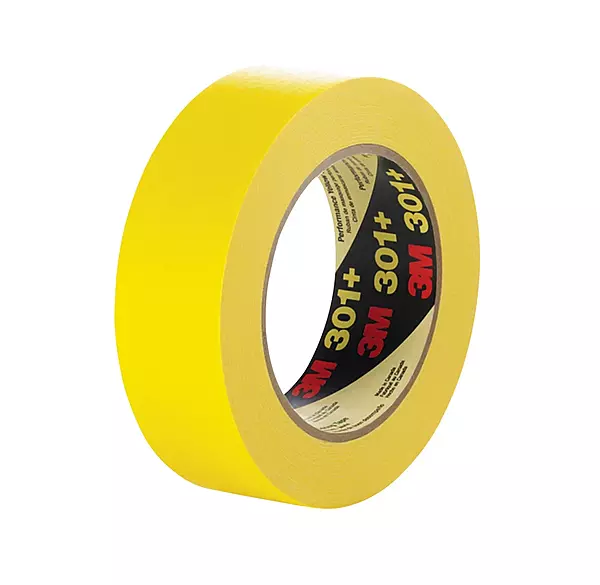 3M 301+ Yellow Masking Tape, 24 mm x 60 yd, 6.3 mil